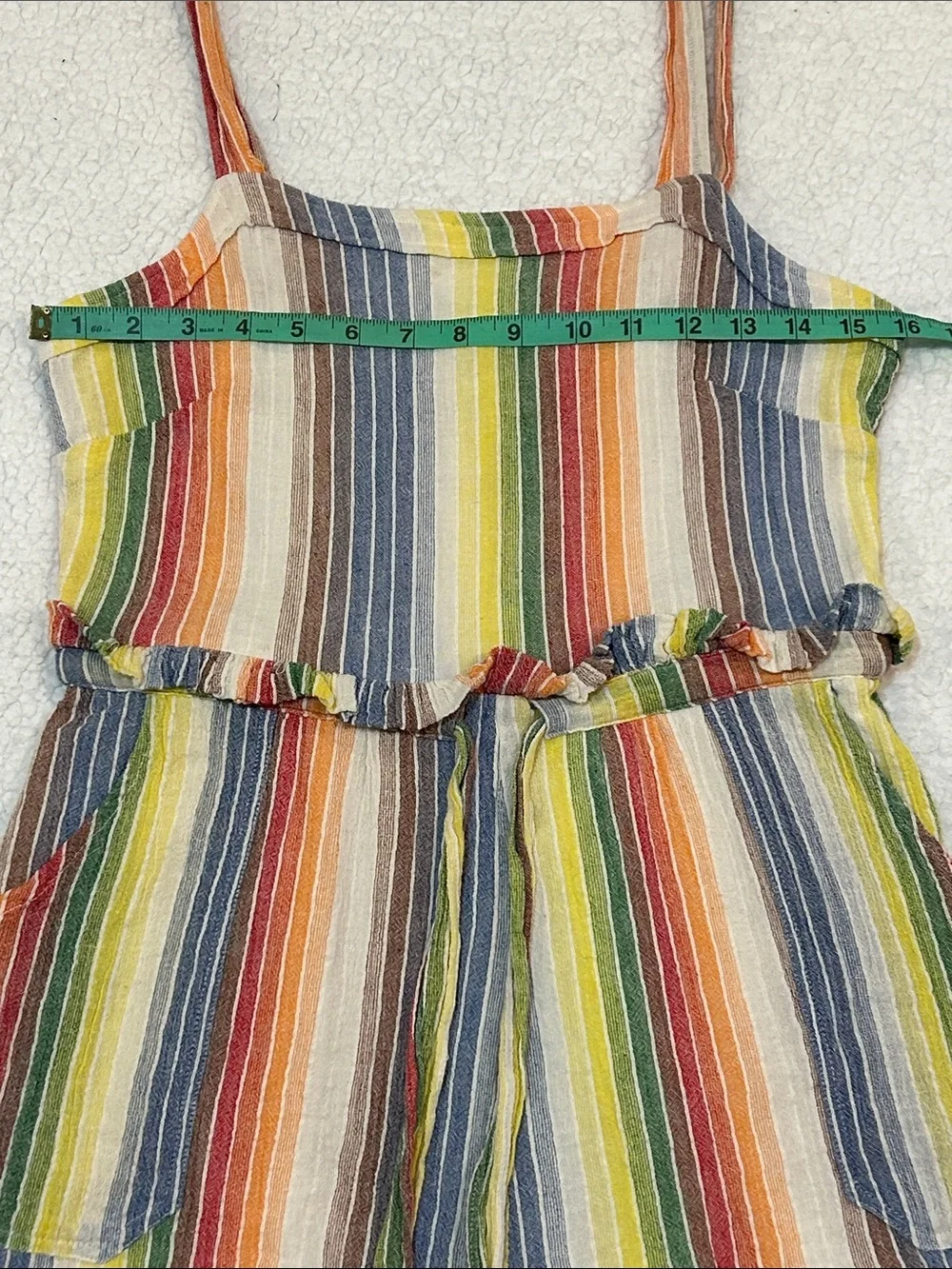 Saylor Roxie Romper in Multi Medium 100% Cotton Rainbow Stripes Beach Vacation